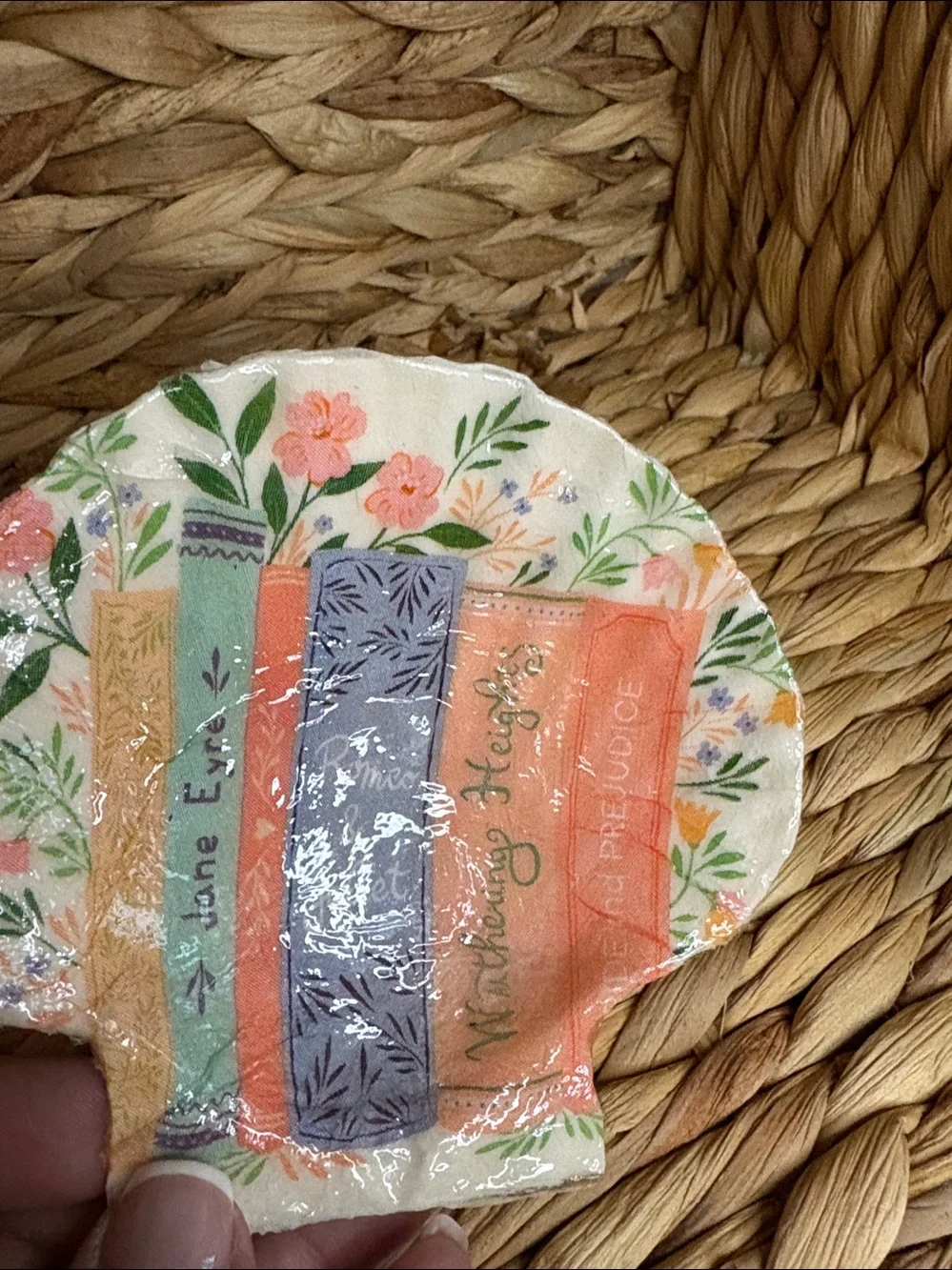 Decorative Shell Dish with Floral Book Spine Design